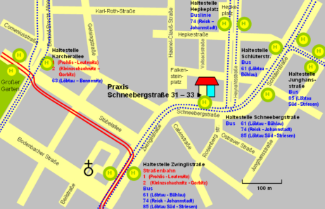 Standort Karte Zahnarztpraxis Pohl Dresden Gruna